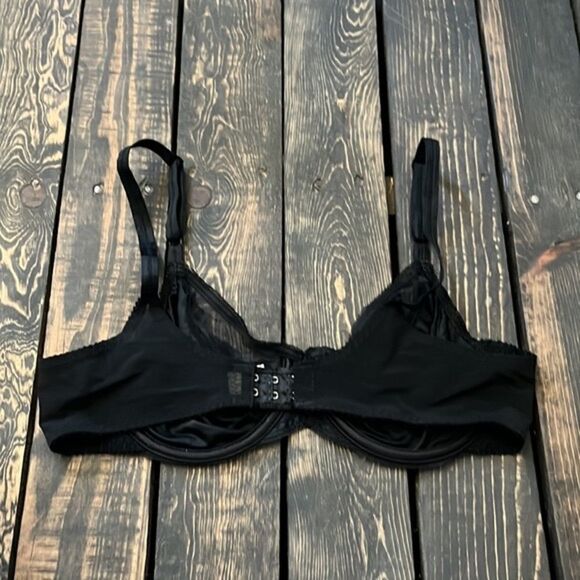 Vassarette Vintage  satin mesh Transparent black bra 36B - Picture 9 of 9
